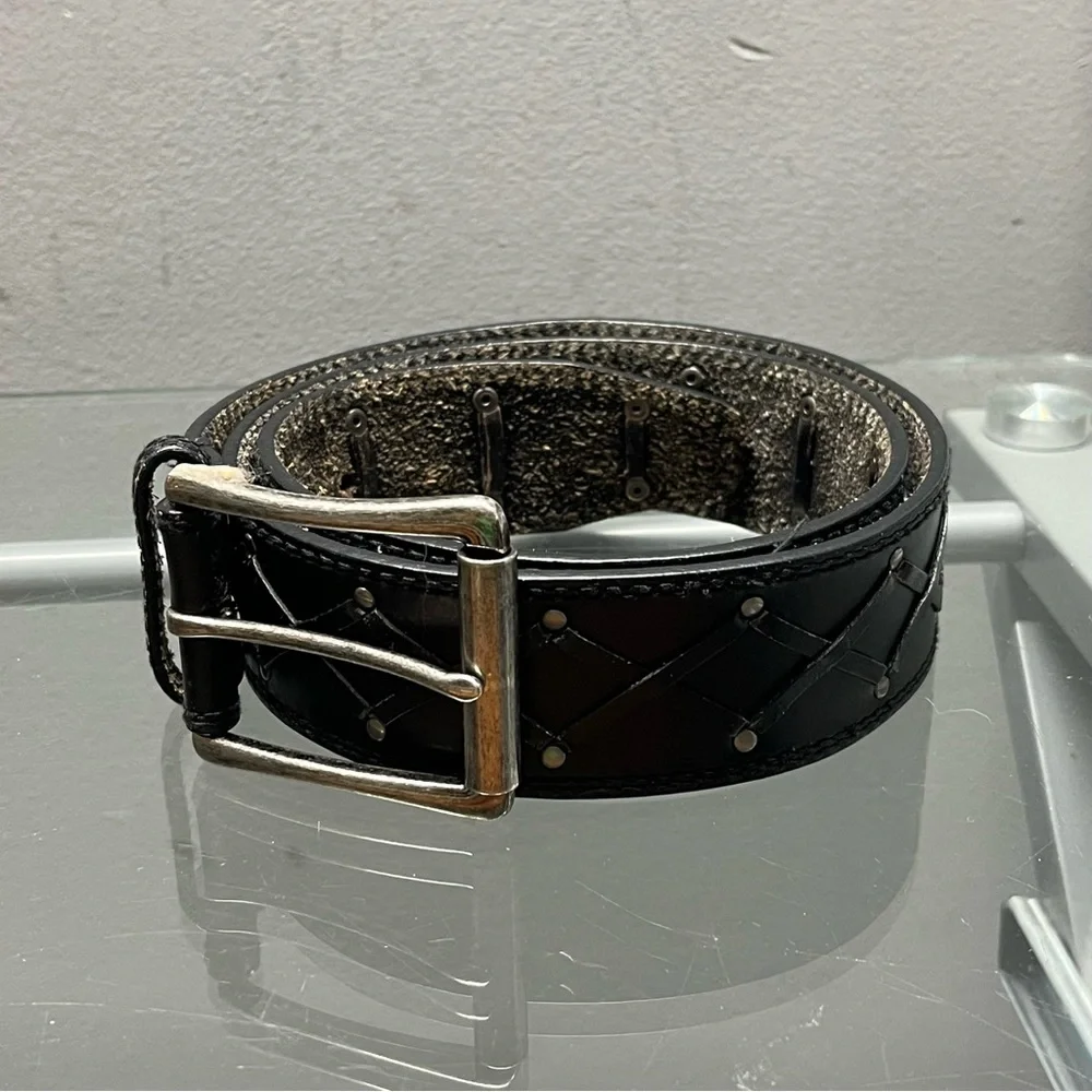 Men's Black Leather Belt med 060100